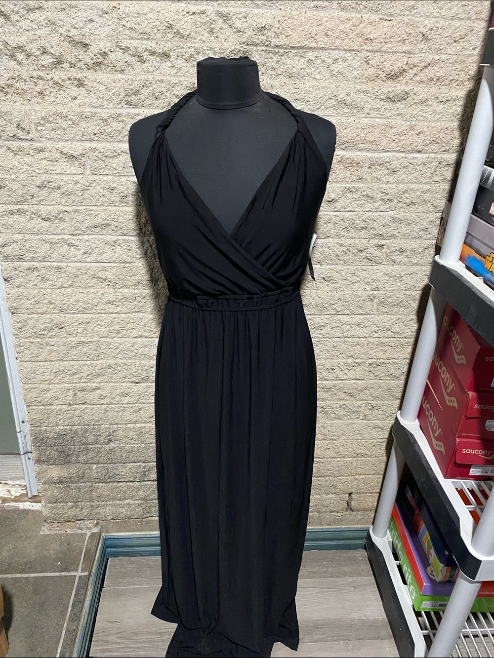 Glamour Black Halter Wrap Maxi Dress